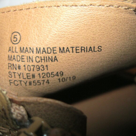 Justice Tan Faux Suede Open Toe Block Heel Sandals Size 5 - Picture 4 of 8